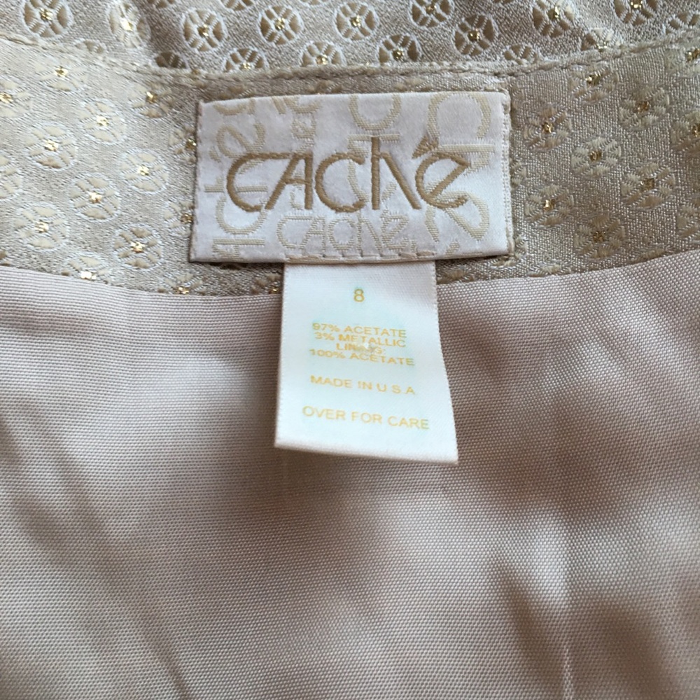 Cache size 8 dress crop top , cream/ gold